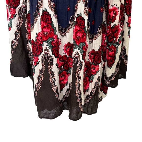 Free People Falling Tapestry Floral Rose Draped Bell Sleeve Peasant Dress - S - Picture 8 of 16